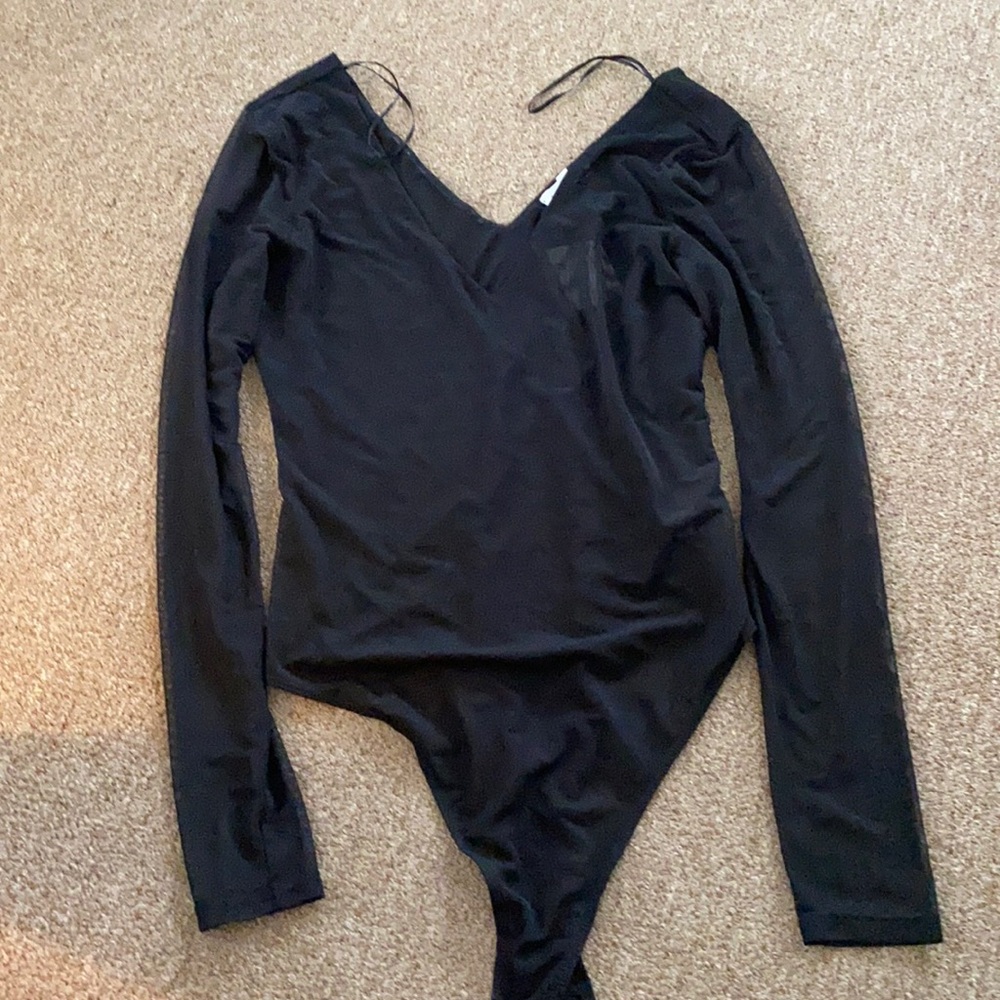See-through black bodysuit